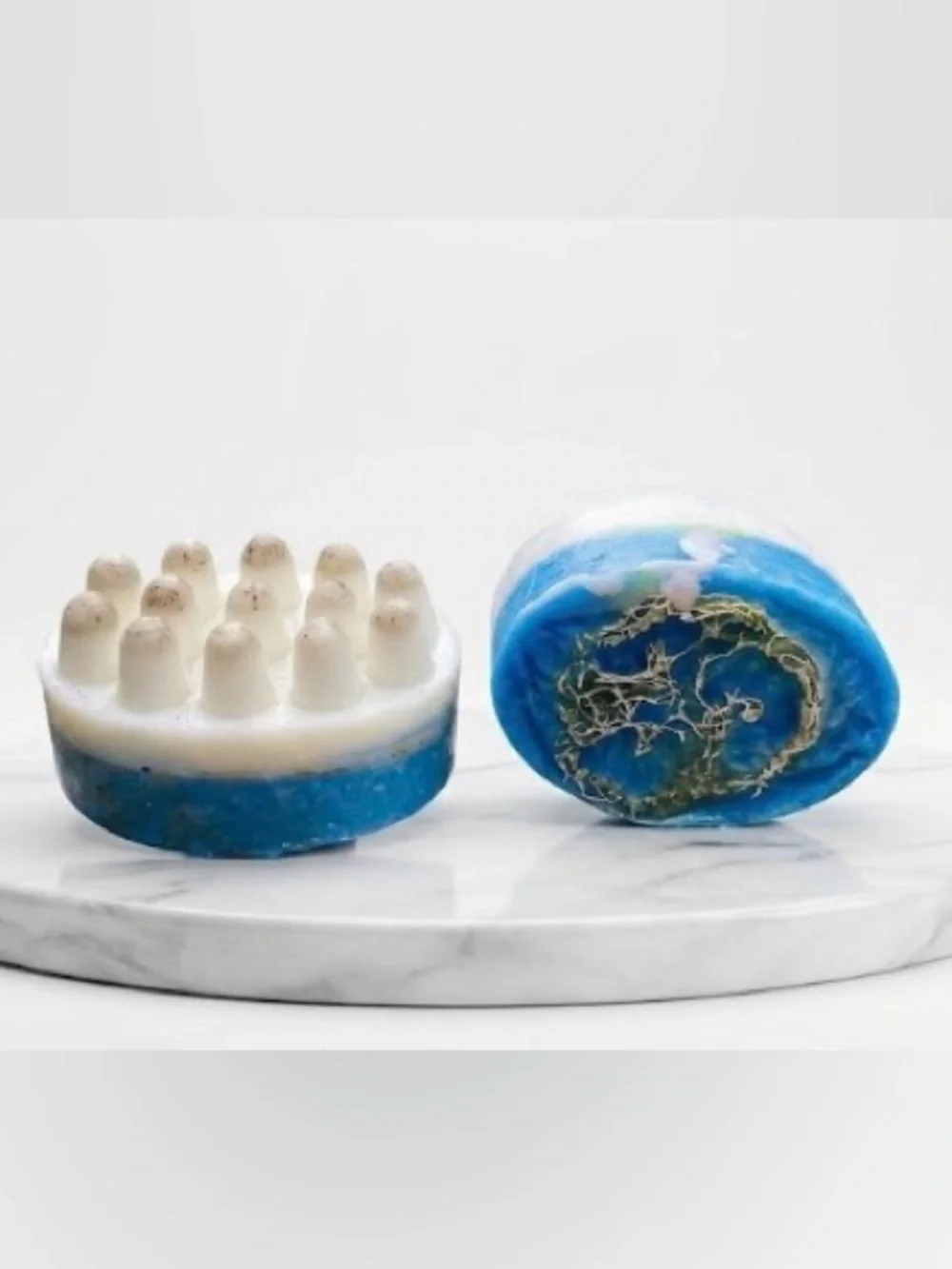 Blue Loofah Massage Hand Soap Bar – Exfoliating Shower Cleanser